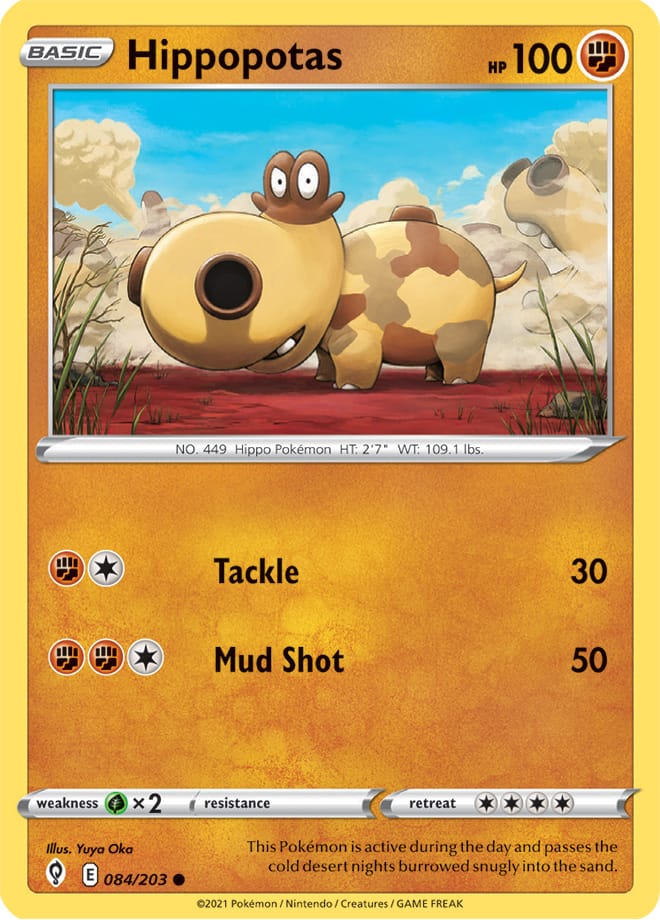 Hippopotas Base Card #084/203 Pokémon Card Evolving Skies