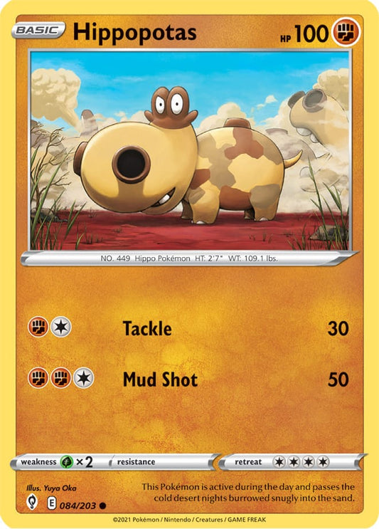Hippopotas Base Card #084/203 Pokémon Card Evolving Skies