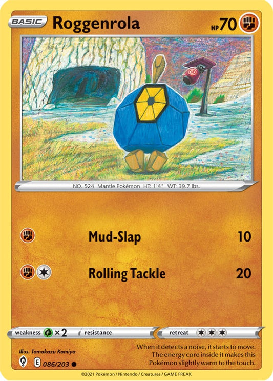 Roggenrola Base Card #086/203 Pokémon Card Evolving Skies