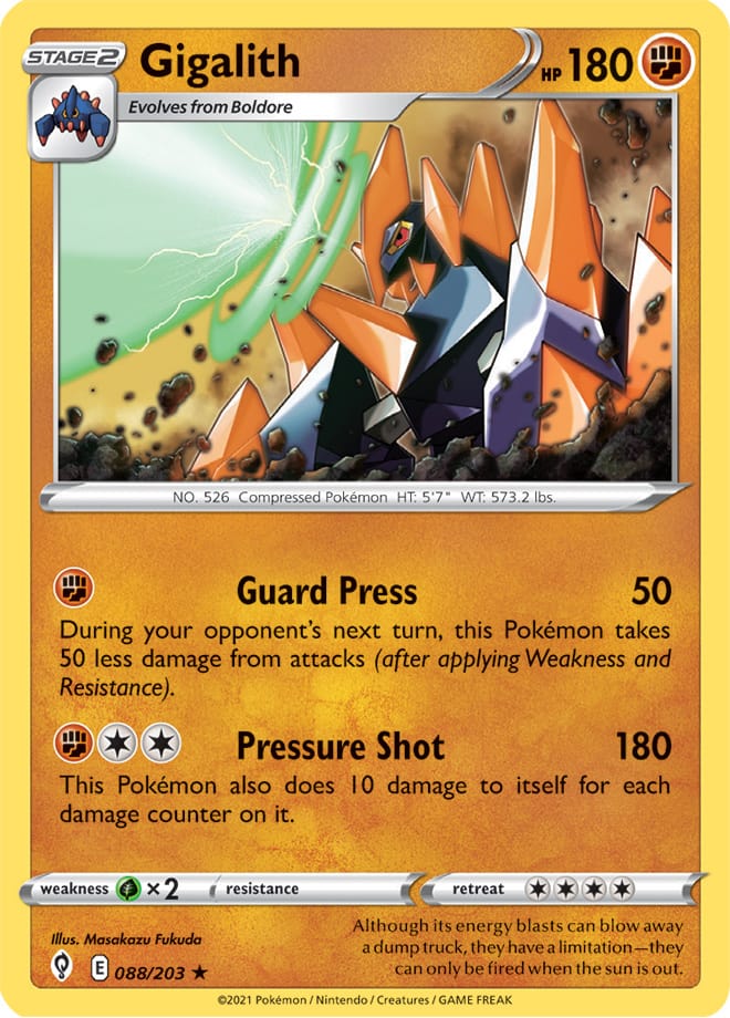 Gigalith Rare Base Card #088/203 Pokémon Card Evolving Skies
