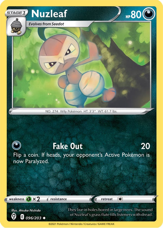 Nuzleaf Base Card #096/203 Pokémon Card Evolving Skies