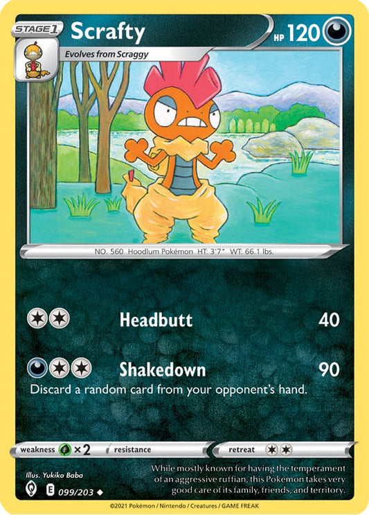 Scrafty Base Card #099/203 Pokémon Card Evolving Skies
