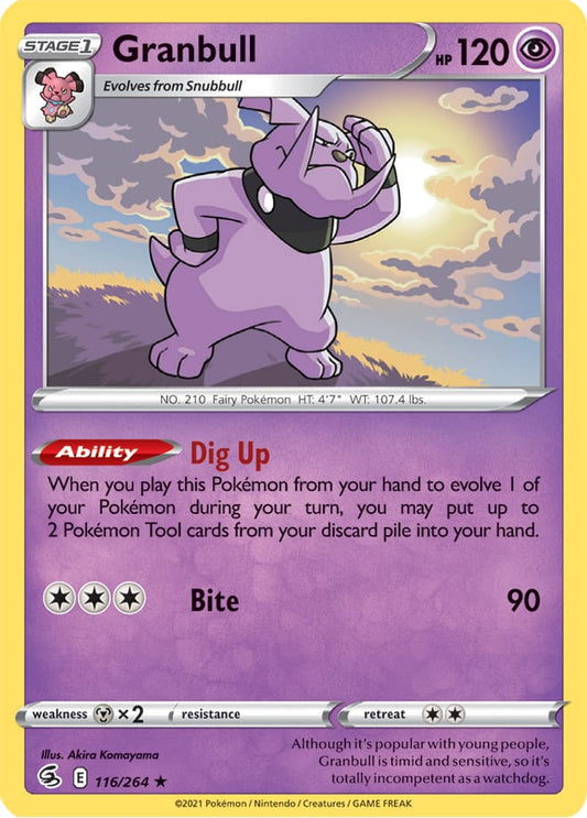 Granbull Rare Base Card #116/264 2021 Sword & Shield Fusion Strike Pokemon Card