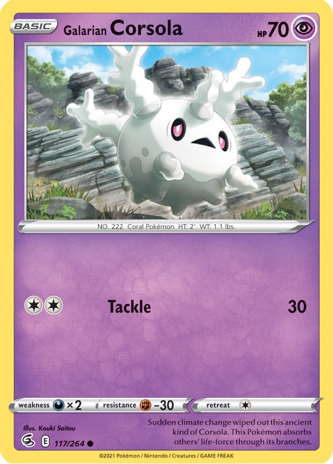 Galarian Corsola Base Card #117/264 2021 Sword & Shield Fusion Strike Pokemon Card