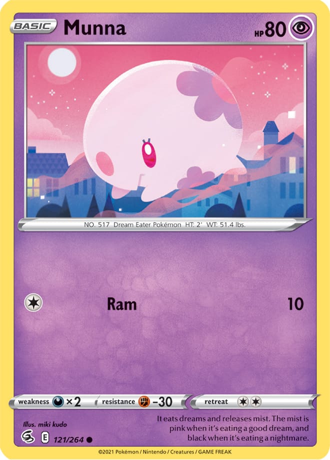 Munna Base Card #121/264 2021 Sword & Shield Fusion Strike Pokemon Card