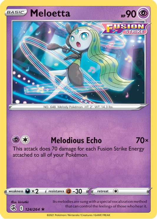 Meloetta Rare Base Card #124/264 2021 Sword & Shield Fusion Strike Pokemon Card