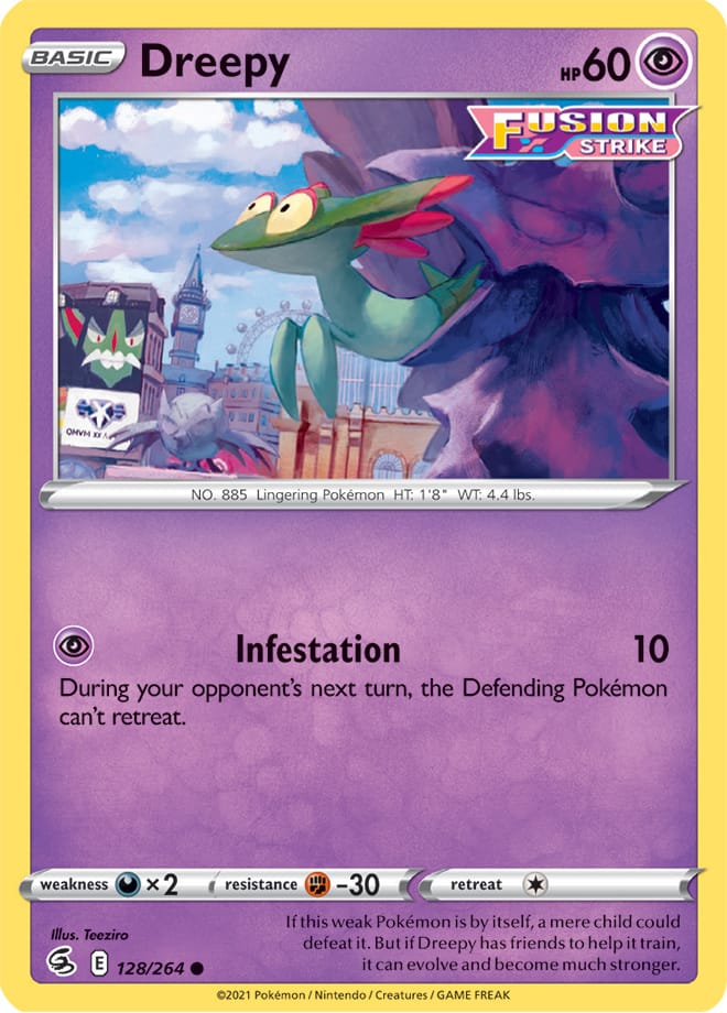 Dreepy Base Card #128/264 2021 Sword & Shield Fusion Strike Pokemon Card