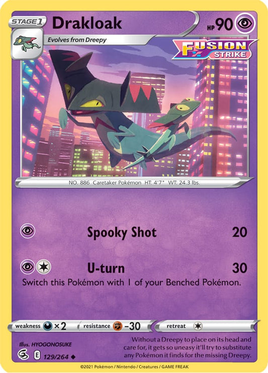 Drakloak Base Card #129/264 2021 Sword & Shield Fusion Strike Pokemon Card