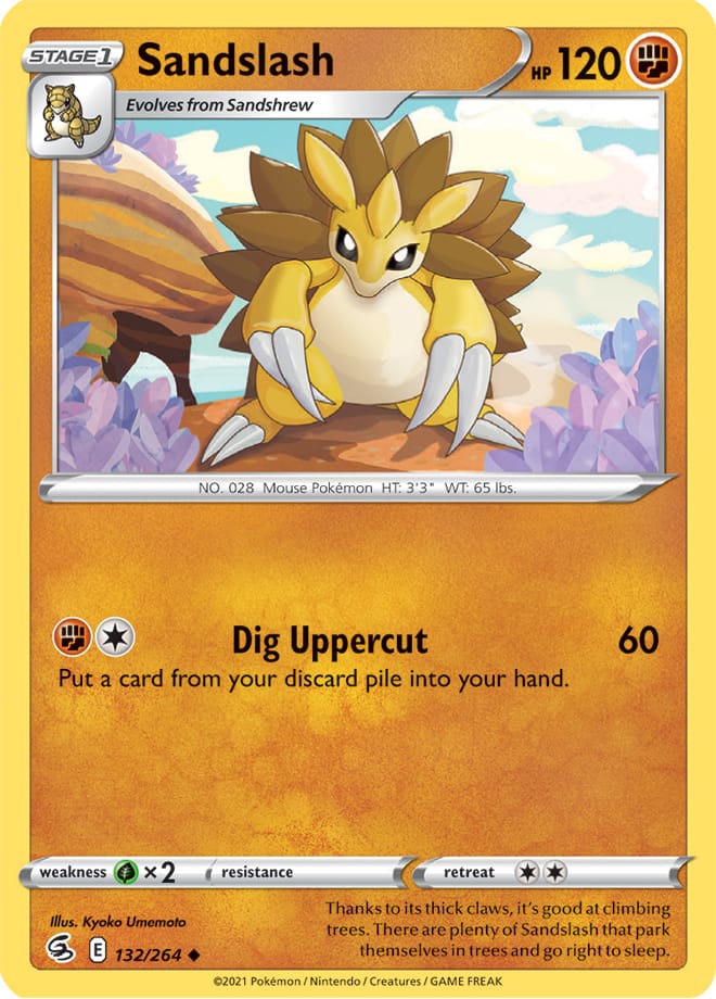 Sandslash Base Card #132/264 2021 Sword & Shield Fusion Strike Pokemon Card