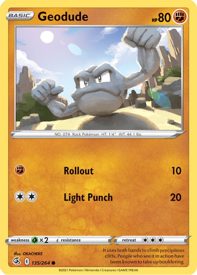 Geodude Base Card #135/264 2021 Sword & Shield Fusion Strike Pokemon Card