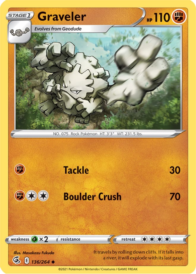 Graveler Base Card #136/264 2021 Sword & Shield Fusion Strike Pokemon Card