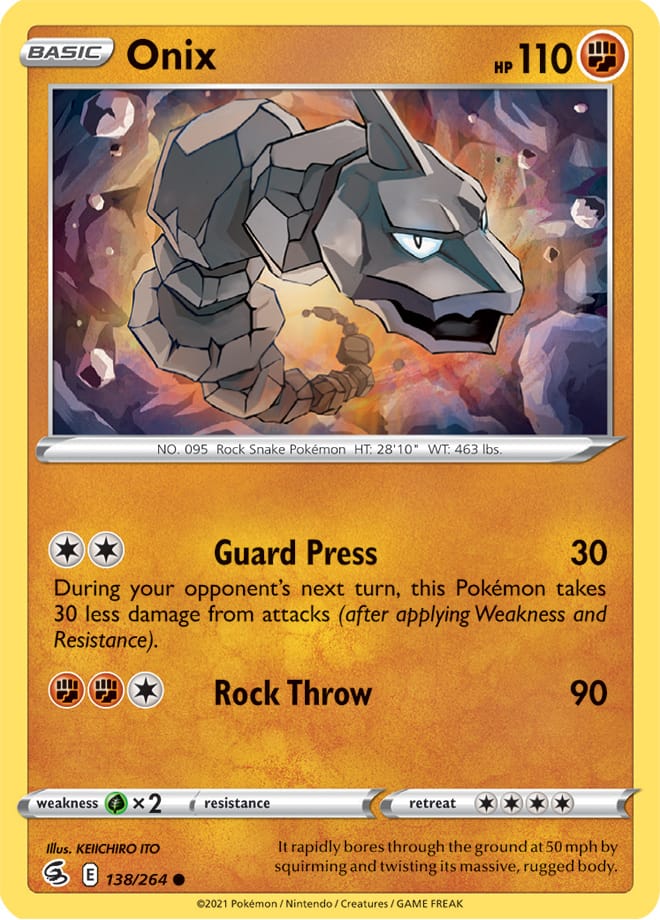 Onix Base Card #138/264 2021 Sword & Shield Fusion Strike Pokemon Card