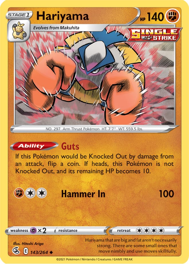 Hariyama Base Card #143/264 2021 Sword & Shield Fusion Strike Pokemon Card