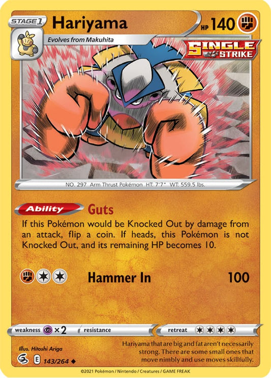 Hariyama Base Card #143/264 2021 Sword & Shield Fusion Strike Pokemon Card