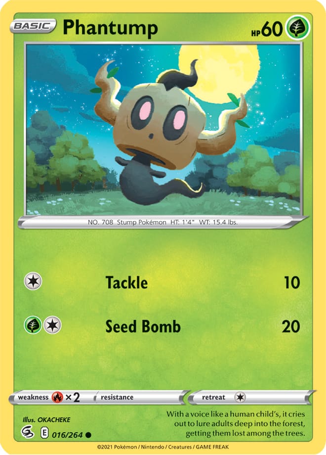 Phantump Base Card #016/264 2021 Sword & Shield Fusion Strike Pokemon Card