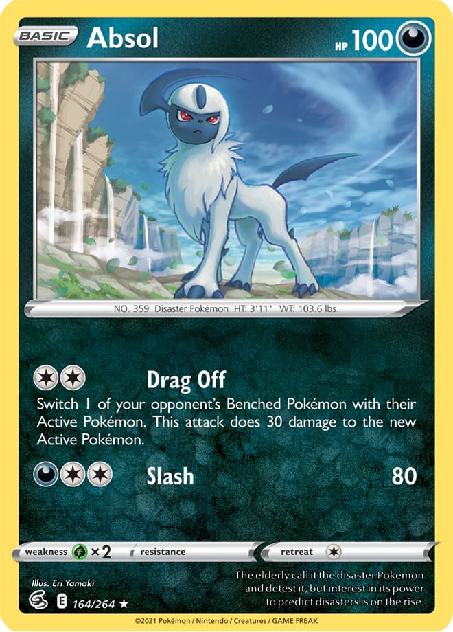 Absol Rare Base Card #164/264 2021 Sword & Shield Fusion Strike Pokemon Card