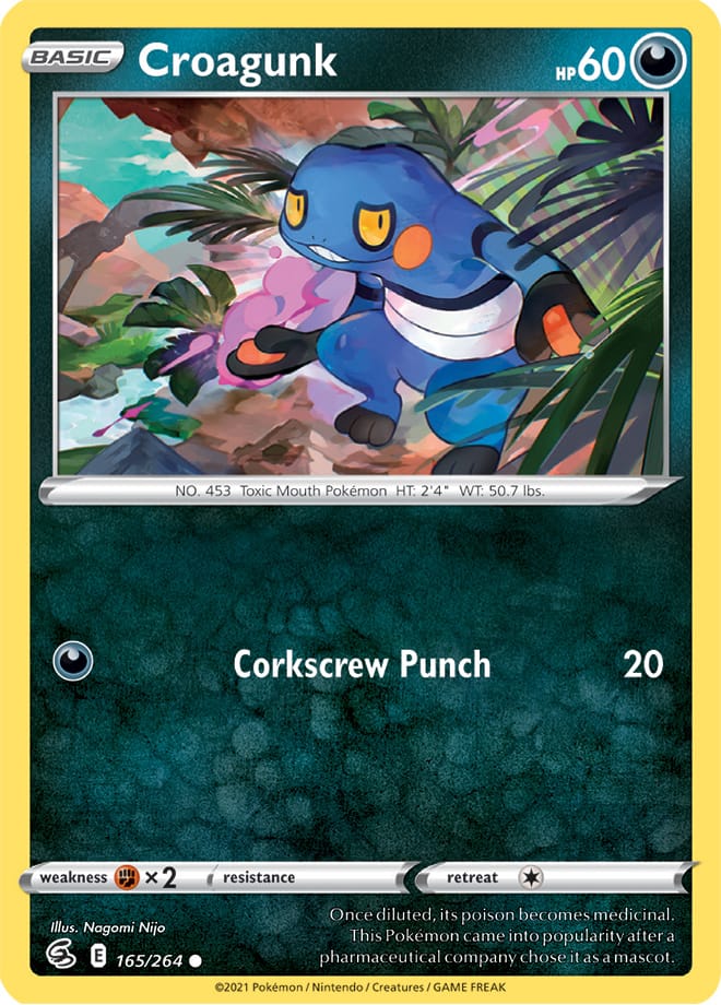 Croagunk Base Card #165/264 2021 Sword & Shield Fusion Strike Pokemon Card