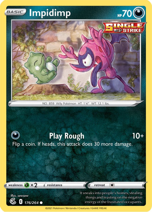 Impidimp Base Card #176/264 2021 Sword & Shield Fusion Strike Pokemon Card