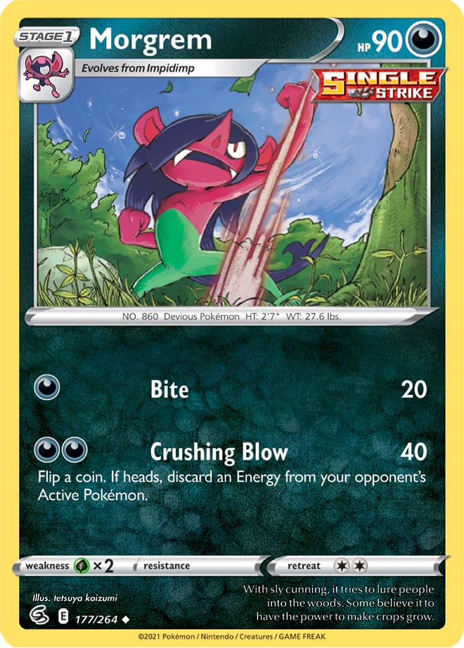 Morgrem Base Card #178/264 2021 Sword & Shield Fusion Strike Pokemon Card