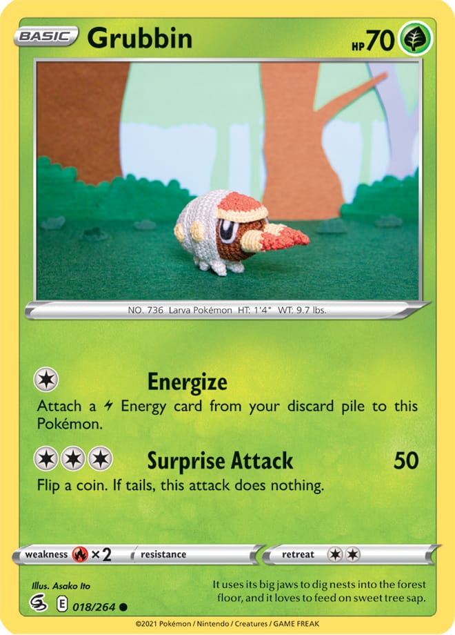 Grubbin Base Card #018/264 2021 Sword & Shield Fusion Strike Pokemon Card