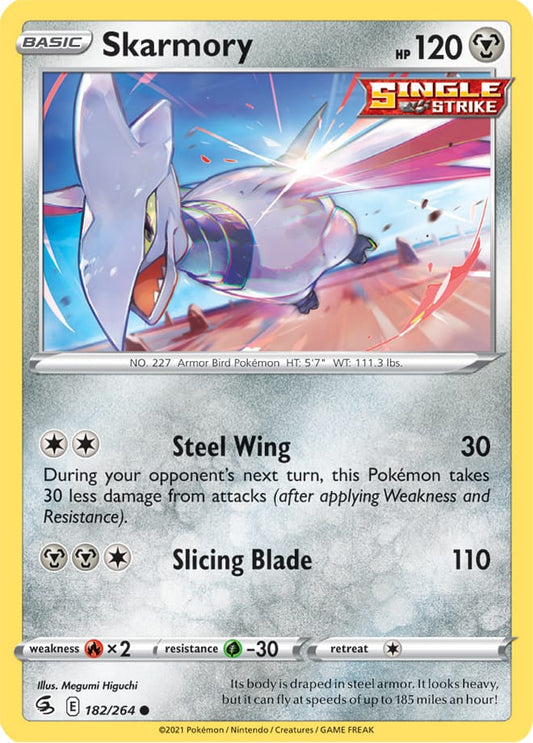 Skarmory Base Card #182/264 2021 Sword & Shield Fusion Strike Pokemon Card