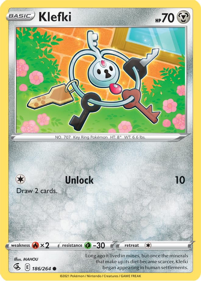 Klefki Base Card #186/264 2021 Sword & Shield Fusion Strike Pokemon Card