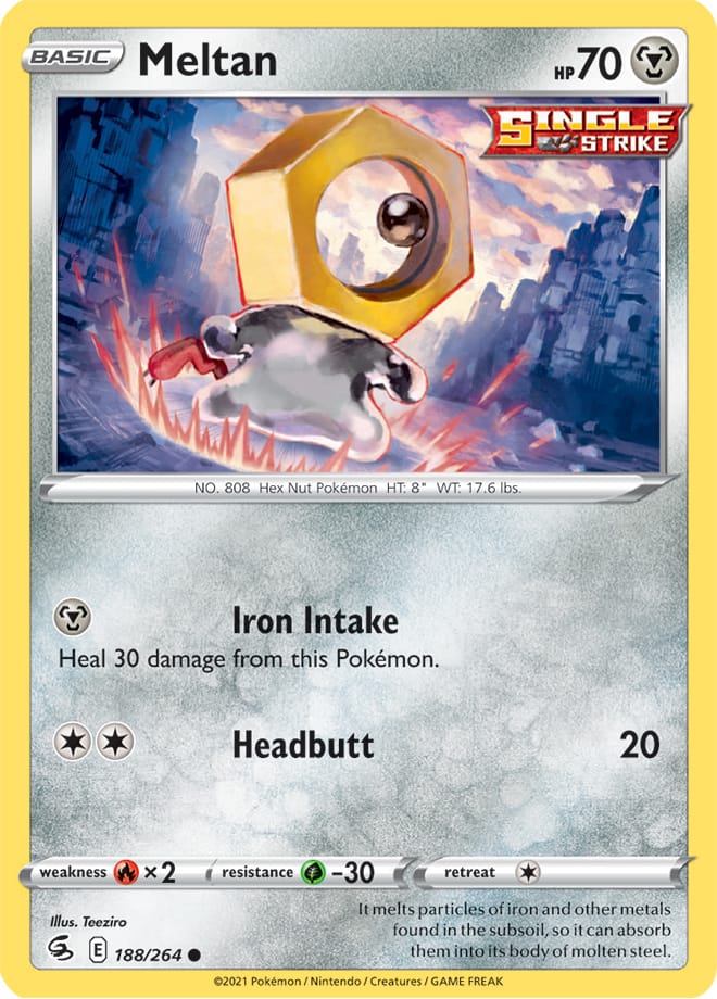 Meltan Base Card #188/264 2021 Sword & Shield Fusion Strike Pokemon Card