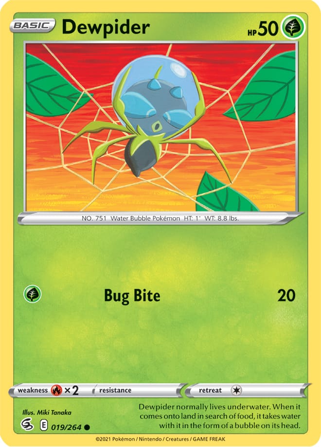 Dewpider Base Card #019/264 2021 Sword & Shield Fusion Strike Pokemon Card