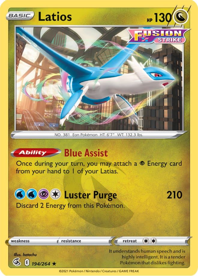 Latios Rare Base Card #194/264 2021 Sword & Shield Fusion Strike Pokemon Card