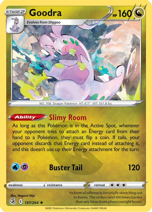 Goodra Rare Base Card #197/264 2021 Sword & Shield Fusion Strike Pokemon Card