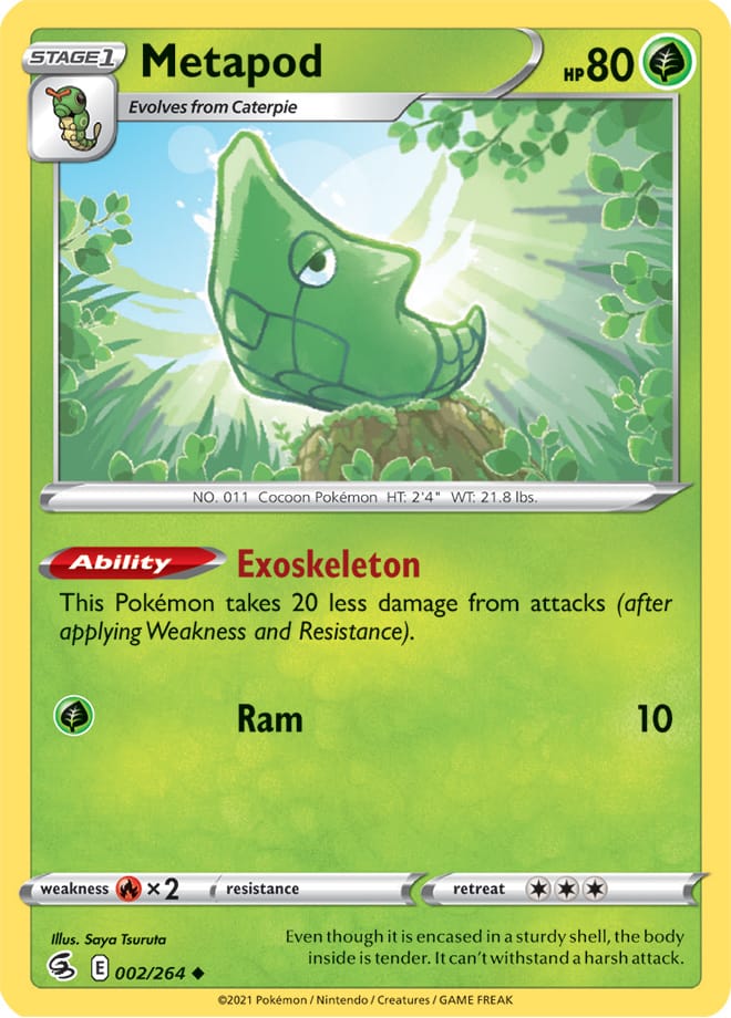 Metapod Base Card #002/264 2021 Sword & Shield Fusion Strike Pokemon Card