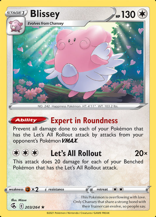 Blissey Rare Base Card #203/264 2021 Sword & Shield Fusion Strike Pokemon Card