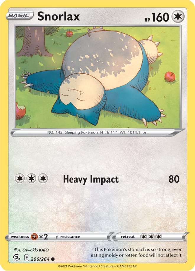 Snorlax Base Card #206/264 2021 Sword & Shield Fusion Strike Pokemon Card