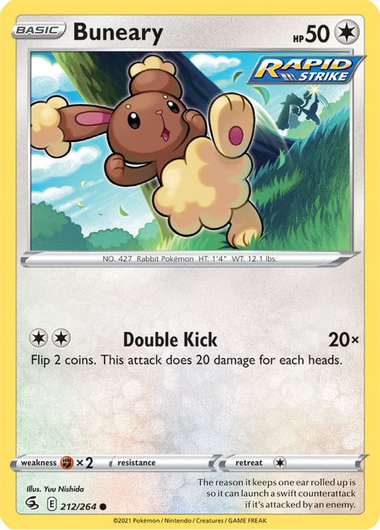 Buneary Base Card #212/264 2021 Sword & Shield Fusion Strike Pokemon Card