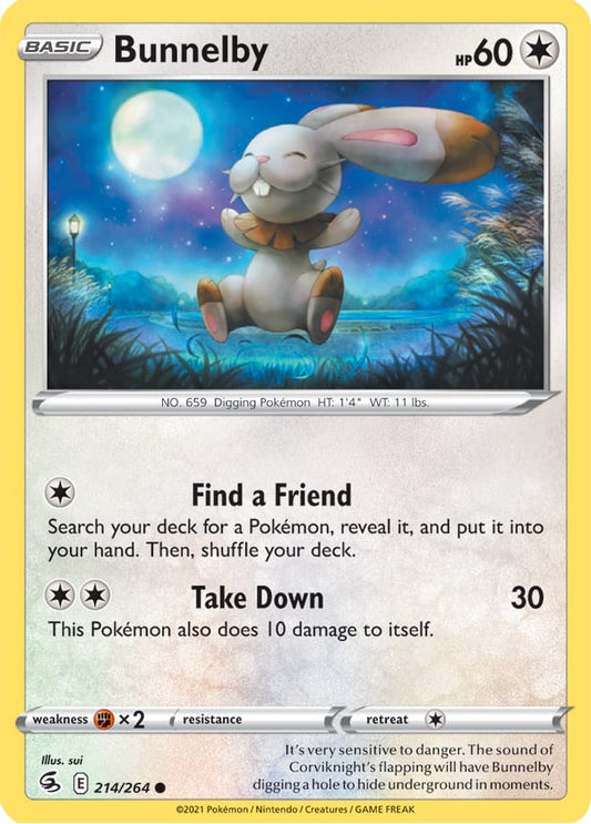 Bunnelby Base Card #214/264 2021 Sword & Shield Fusion Strike Pokemon Card