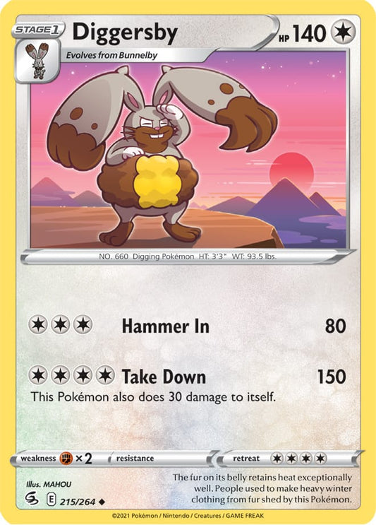 Diggersby Base Card #215/264 2021 Sword & Shield Fusion Strike Pokemon Card