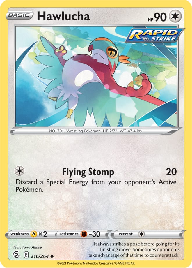 Hawlucha Base Card #216/264 2021 Sword & Shield Fusion Strike Pokemon Card