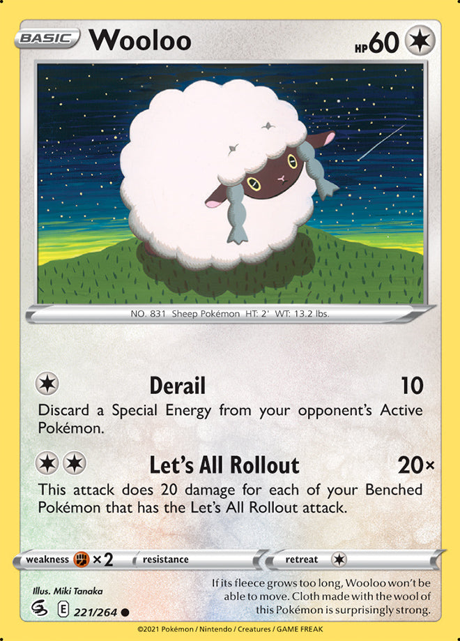 Wooloo Base Card #221/264 2021 Sword & Shield Fusion Strike Pokemon Card