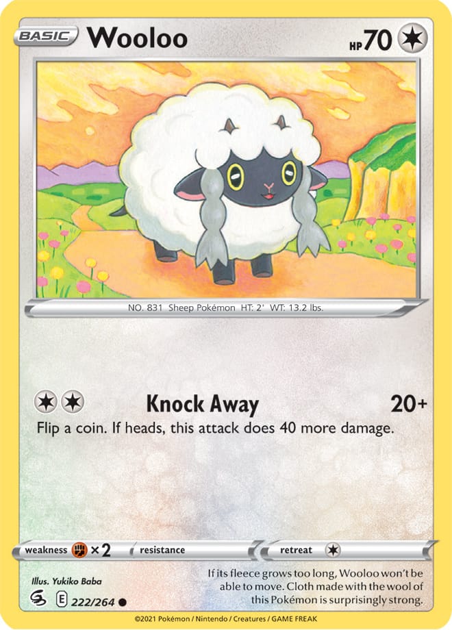 Wooloo Base Card #222/264 2021 Sword & Shield Fusion Strike Pokemon Card