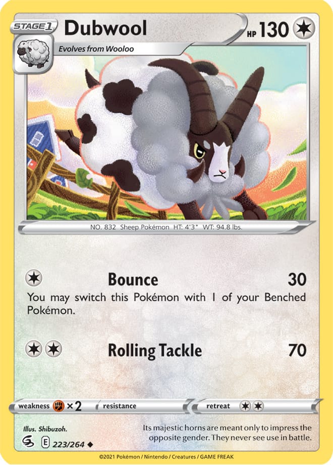 Dubwool Base Card #223/264 2021 Sword & Shield Fusion Strike Pokemon Card