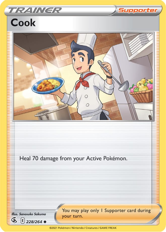 Cook Trainer Card #228/264 2021 Sword & Shield Fusion Strike Pokemon Card