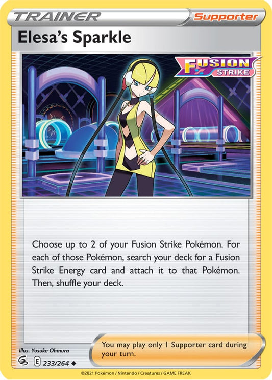 Elesa's Sparkle Trainer Card #233/264 2021 Sword & Shield Fusion Strike Pokemon Card