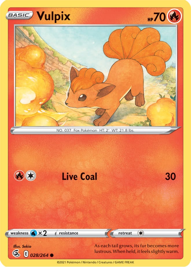 Vulpix Base Card #028/264 2021 Sword & Shield Fusion Strike Pokemon Card