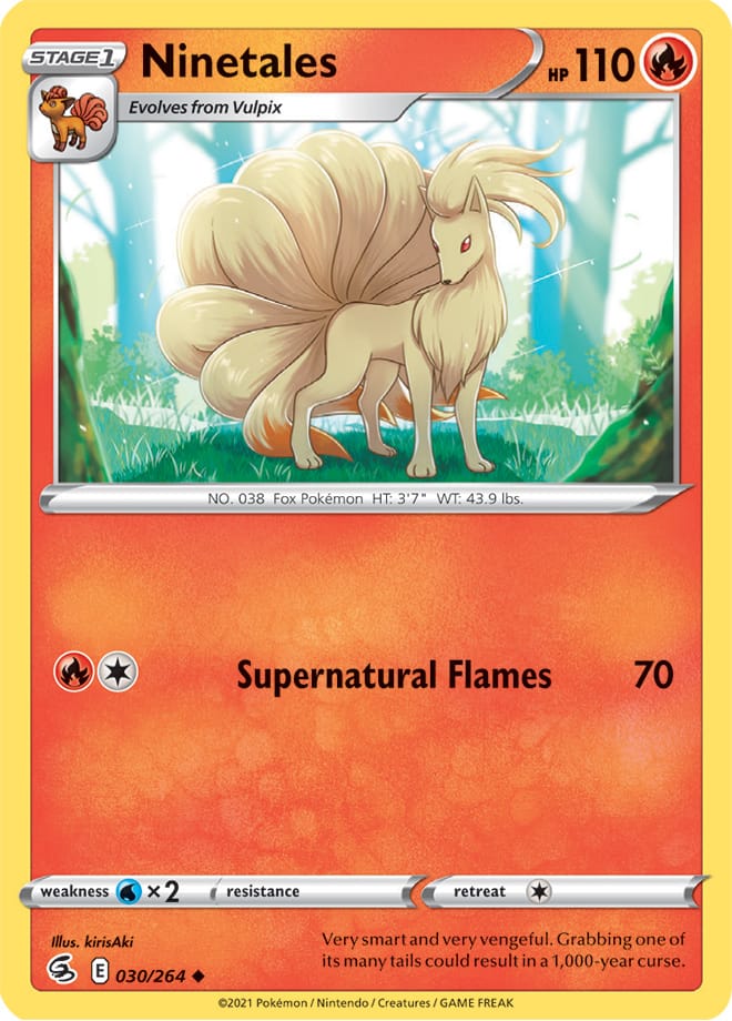 Ninetales Base Card #030/264 2021 Sword & Shield Fusion Strike Pokemon Card