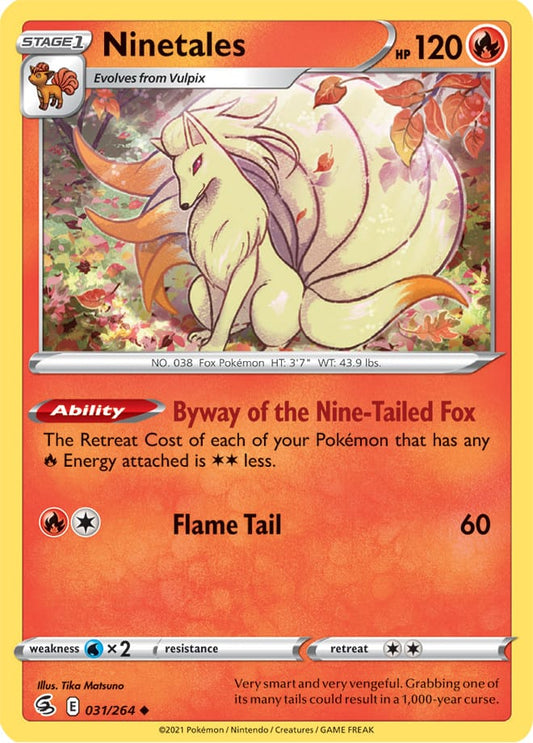 Ninetales Base Card #031/264 2021 Sword & Shield Fusion Strike Pokemon Card