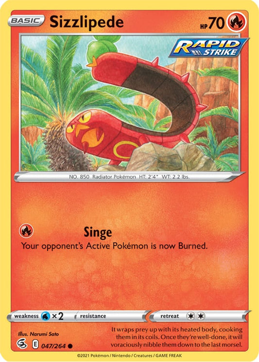 Sizzlipede Base Card #047/264 2021 Sword & Shield Fusion Strike Pokemon Card