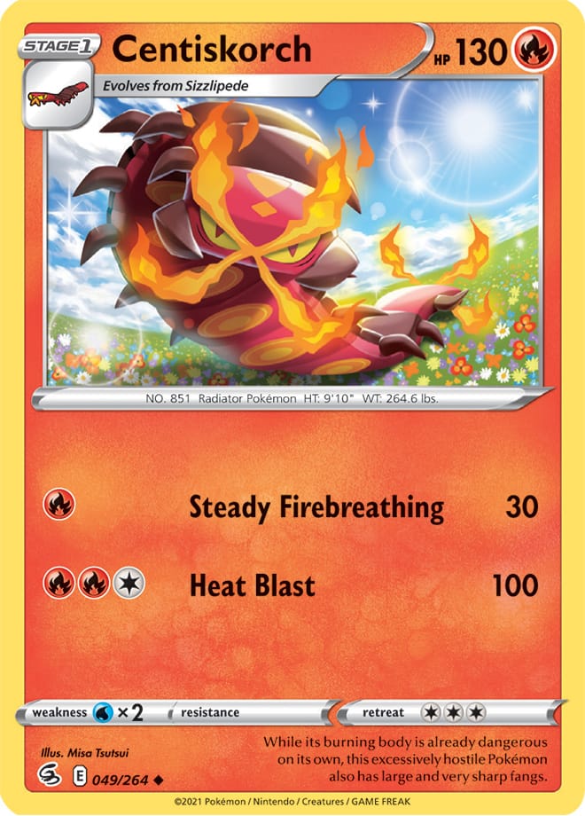 Centiskorch Base Card #049/264 2021 Sword & Shield Fusion Strike Pokemon Card