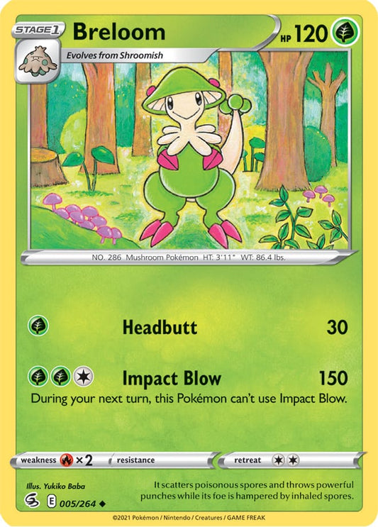 Breloom Base Card #005/264 2021 Sword & Shield Fusion Strike Pokemon Card