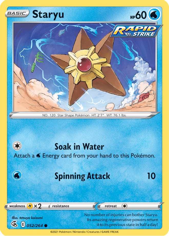 Staryu Base Card #052/264 2021 Sword & Shield Fusion Strike Pokemon Card