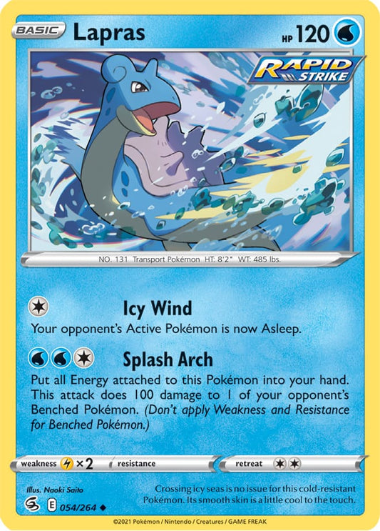 Lapras Base Card #054/264 2021 Sword & Shield Fusion Strike Pokemon Card